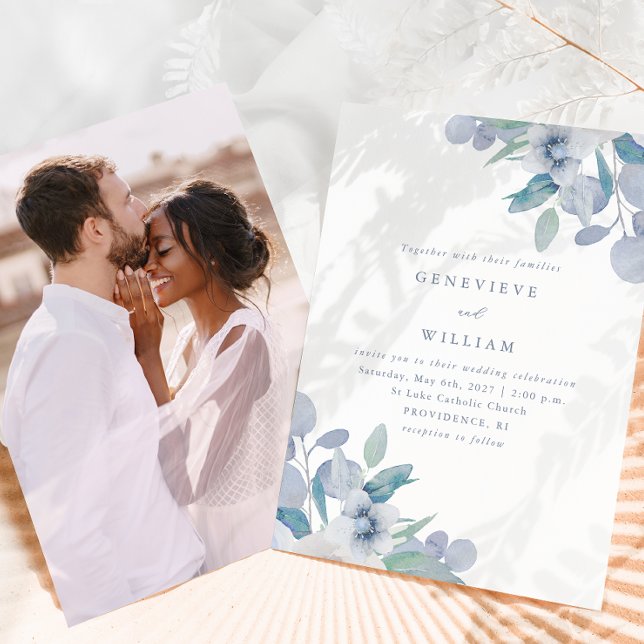 Chic Airy Blue Floral Bouquet Photo Mariage (Créateur téléchargé)