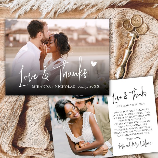 Chic Amour et Merci Coeur Script 2 Photo Mariage  (Créateur téléchargé)