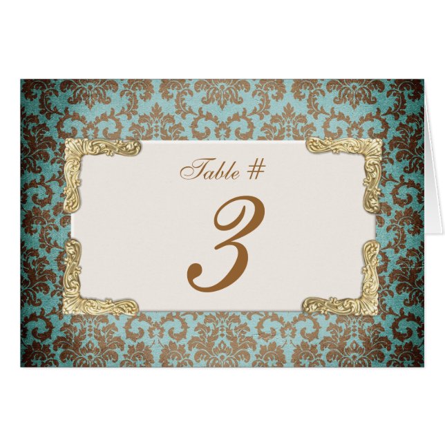 Chic Antique Français Mariage damassé Numéro de ta (Devant Horizontal)