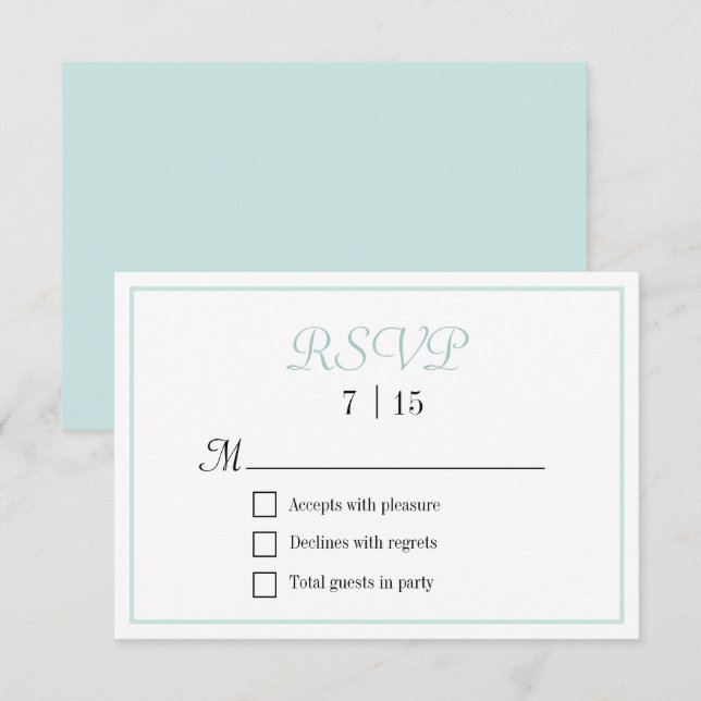 Chic Aqua et mariage blanc RSVP (Devant / Derrière)