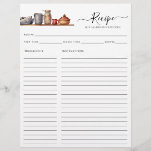 Chic Aquarelle Cuisine étagère Pots Ustensiles Rec