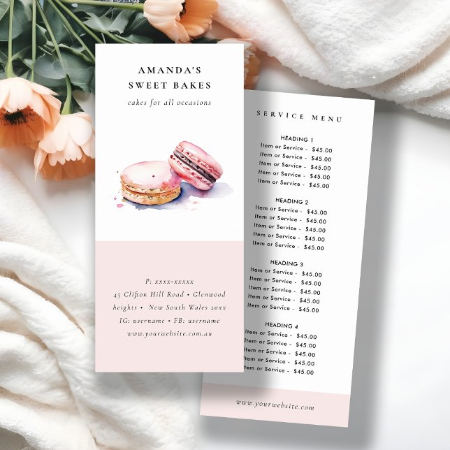 Chic Aquarelle Français Macarons Bakery Menu (Créateur téléchargé)