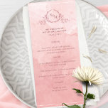 Chic Aquarelle rose, Menu Mariage Monogramme<br><div class="desc">Dégustez vos invités avec ce beau menu mariage d'aquarelle rose vif, avec l'élégant monogramme botanique dessiné à la main avec les initiales de couple sur l'exquis arrière - plan de lavage aquarelle dans un beau mélange de rose, rose et saumon. Facile à remplir en modèle avec vos détails et menu...</div>