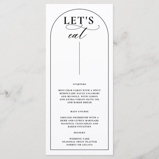 Chic Arch Moderne Design élégant Menu Mariage Élég (Devant)