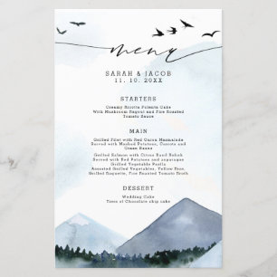 Chic Ardoise Blue Mountains Menu Mariage Script
