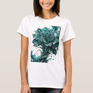 Chic Argent FLEUR ORNÉE DE BLEU slogan T-shirt