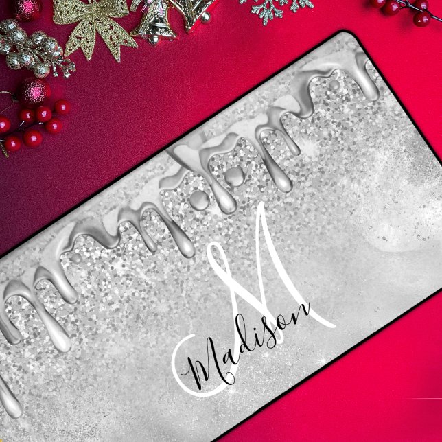 Chic argent ombre parties scintillant gouttes mono (Créateur téléchargé)