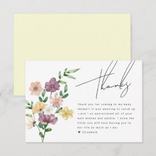 Chic Baby shower Fleur sauvage Carte de remercieme