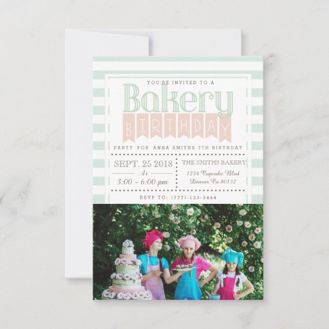 Chic Bakery Anniversaire | Invitation photo (Devant)