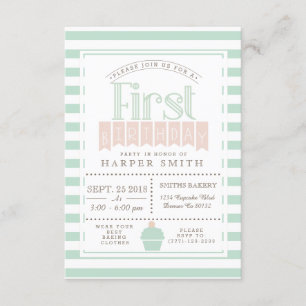 Chic Bakery First Birthday Party Invitation