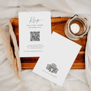 Chic Barn Carte RSVP de mariage minimaliste QR C