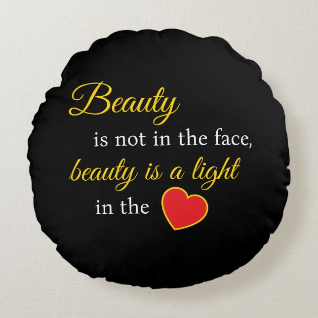 Chic Beauty Slogan Coussin ronde - Design & Soft (Devant)