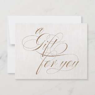 Chic Beige Linen Calligraphie Certificat Cadeau