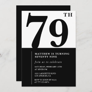Chic Black and White 79e anniversaire invitation