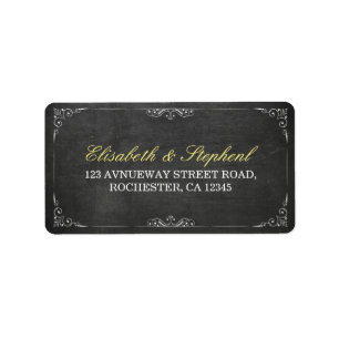 Chic Black Chalkboard Floral Mariage Étiquette de