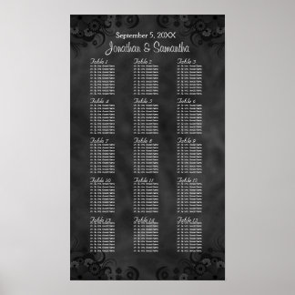 Chic Black Floral 15 Tables Mariages Tableau de si