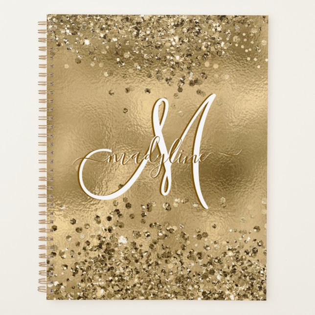 Chic Black Gold Parties scintillant Monogramme Nom (Devant)