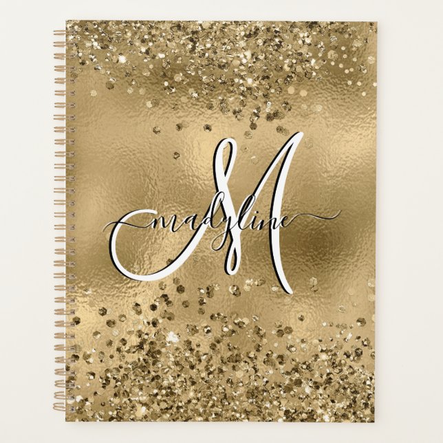 Chic Black Gold Parties scintillant Monogramme Nom (Devant)