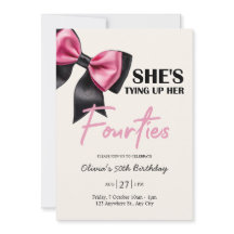 Chic Black & Rose Bow Invitation 50e anniversaire