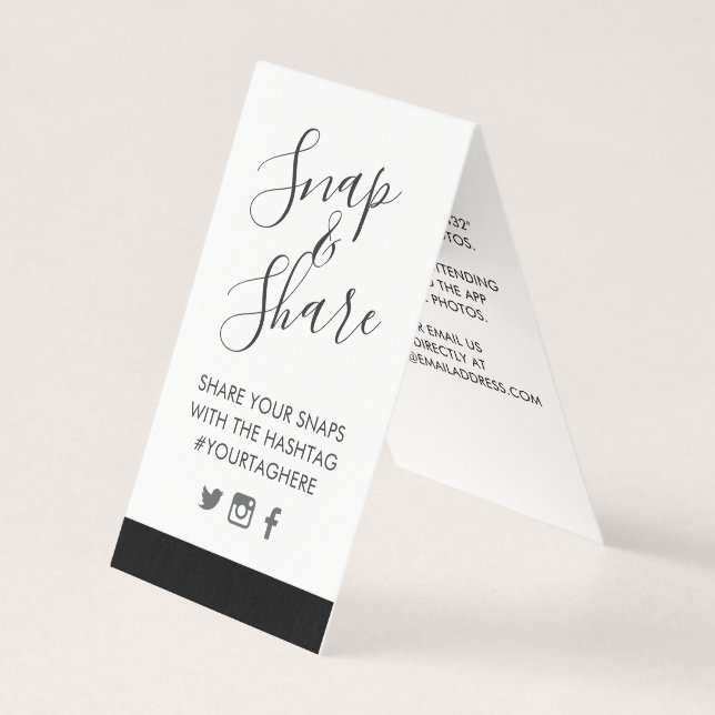 Chic Black Stripe Wedding Party Hashtag Mini Signe (Front)