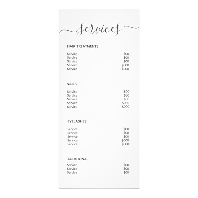 Chic Black White Salon Maquillage Artiste Menu (Dos)