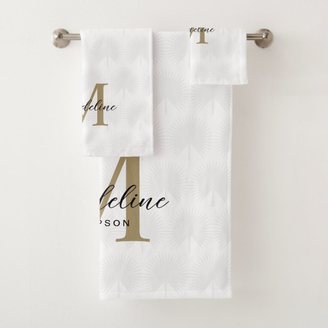 Chic Blanc Anahaw Leaf Script Monogramme (En situation)
