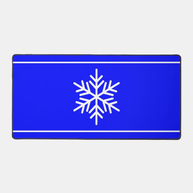 Chic Blanc Élégant Flocon De Neige Sur Royal Blue (Recto)