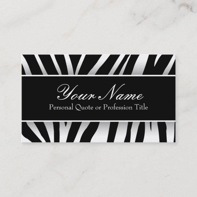 Chic blanc et noir Zebra Stripes Carte de visite (Devant)