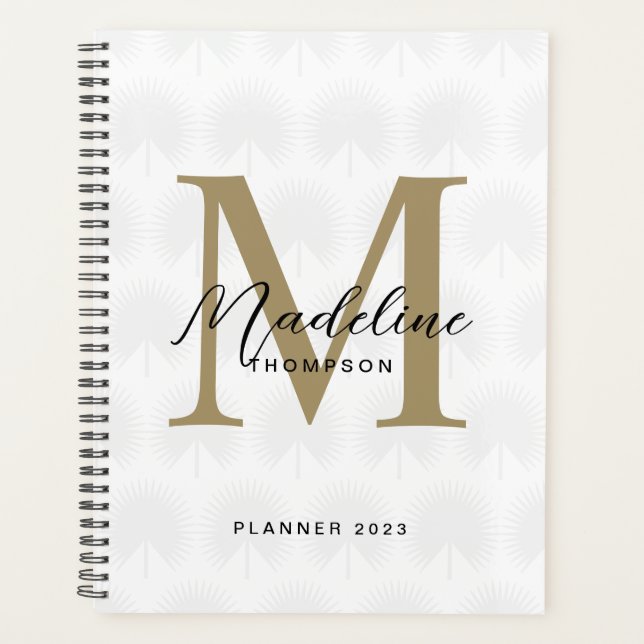 Chic blanc ivoire or Anahaw feuille Script Monogra (Devant)