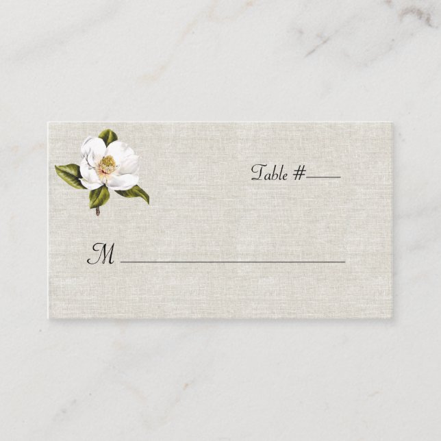 Chic blanc Magnolia Mariage carte d'escorte (Devant)