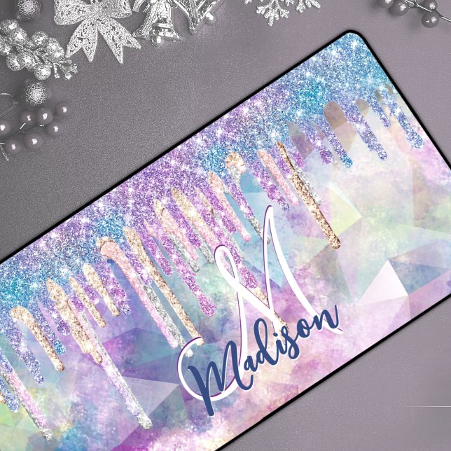 Chic bleu aqua licorne goutte parties scintillant  (Créateur téléchargé)