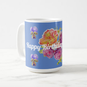 Chic Bleu Chic Rose Roses et Violets Mug floral