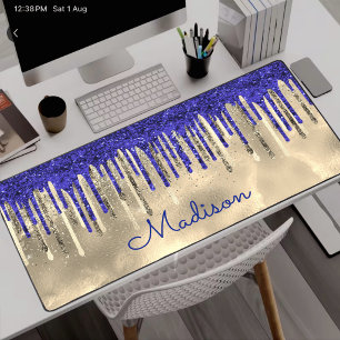Chic bleu royal paillettes dorées monogramme goutt