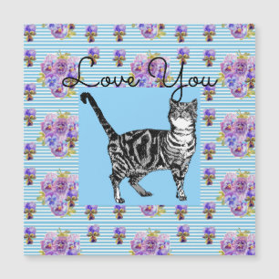 Chic Bleu Shabby Tabby Chat Amour Coeur