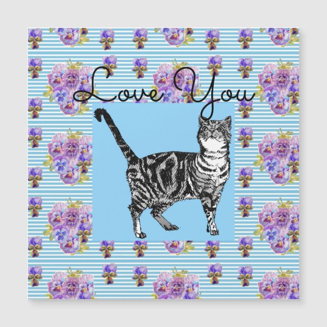 Chic Bleu Shabby Tabby Chat Amour Coeur (Devant)