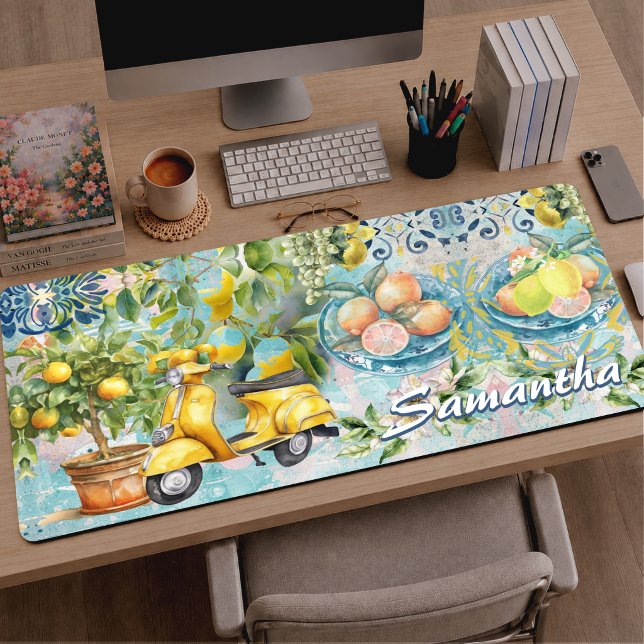 Chic bleu turquoise sicilien collage floral (Créateur téléchargé)