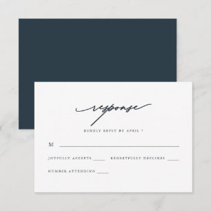 Chic Blue Calligraphie Mariage Rsvp