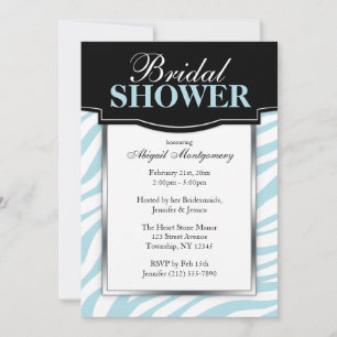 Chic Blue Zebra Imprimer Invitations De Douche De 