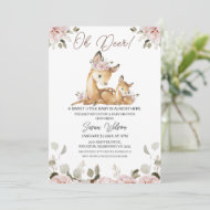 Chic Blush Floral Oh Deer Baby shower Invitation
