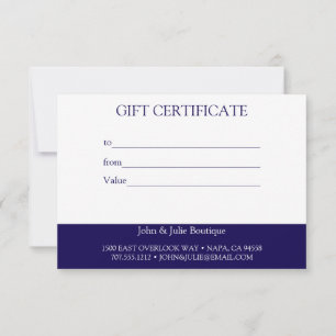 Chic Blush Navy Bleu certificat cadeau