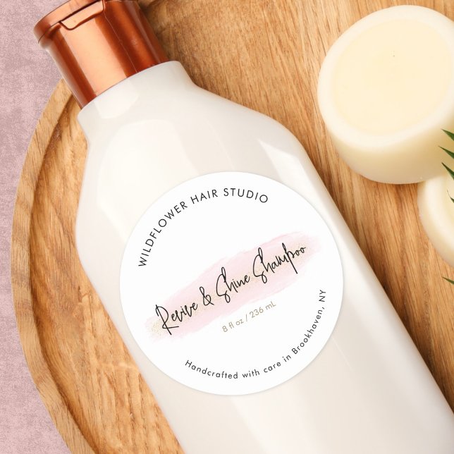 Chic Blush Pink Gold Hair Salon Étiquette produit (Créateur téléchargé)