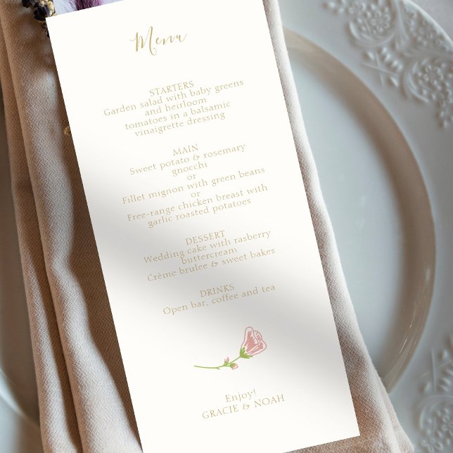 Chic Blush Rose ivoire Carte Mariage Menu (Créateur téléchargé)