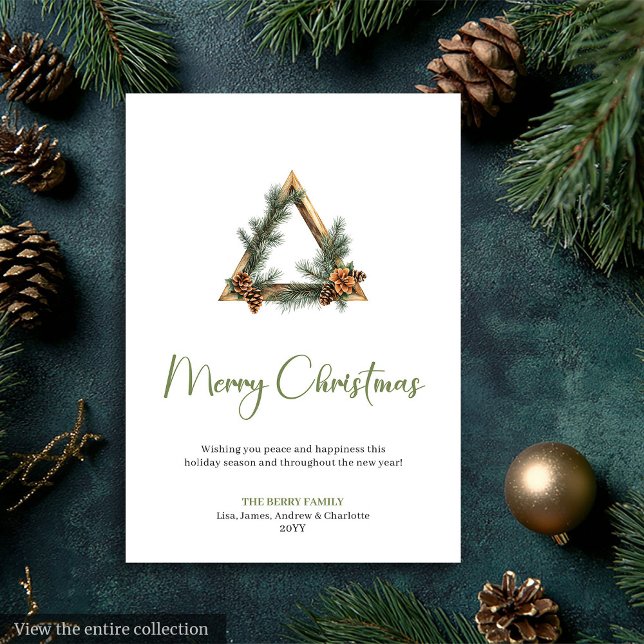Chic Bohème Rustique Neutre Carte de Noël  (Chic Bohemian Rustic Neutral Christmas Greeting Card)