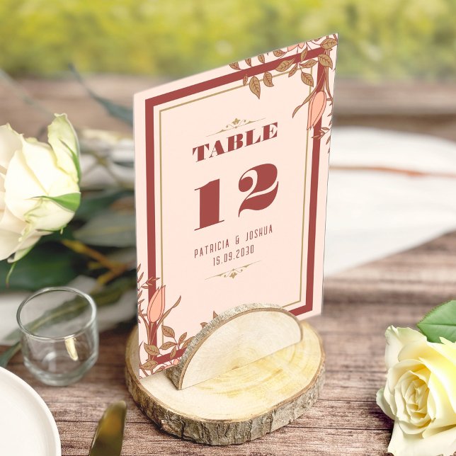 Chic Boho Blush Beige Mariage Numéro de table (Créateur téléchargé)