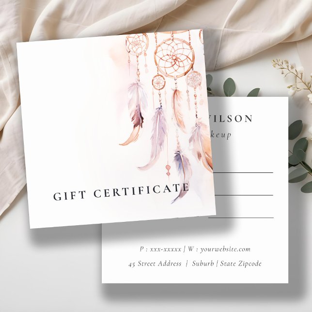 Chic Boho Dreamcatcher Watercolor Certificat cadea (Créateur téléchargé)