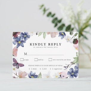 Chic Boho Fleur sauvage mariage carte RSVP