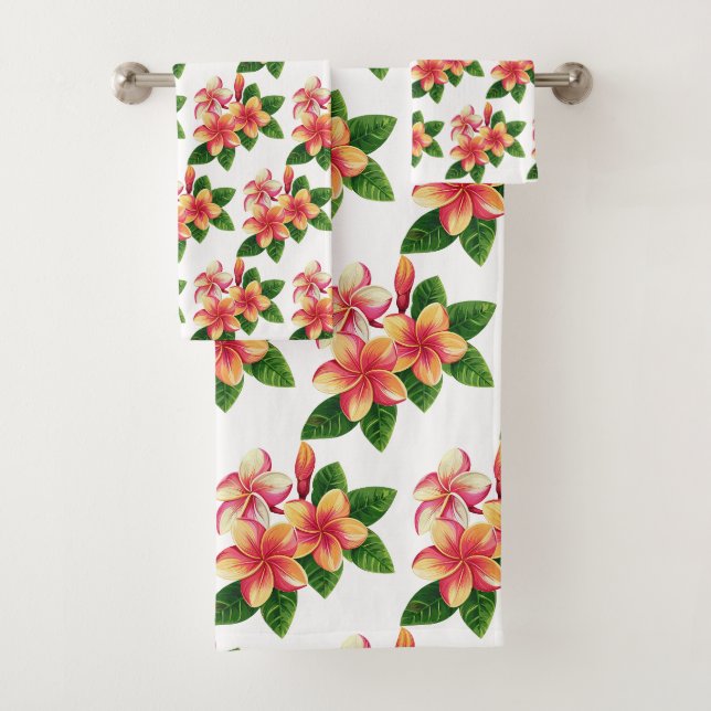 Chic Boho Fleurs Tropicales Roses sur Fond Blanc (En situation)
