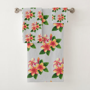 Chic Boho Fleurs Tropicales Roses sur Gris
