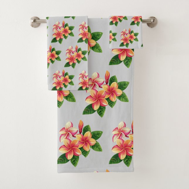Chic Boho Fleurs Tropicales Roses sur Gris (En situation)