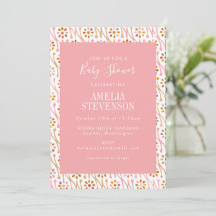 Chic Boho Floral Rose Baby shower rose Invitation